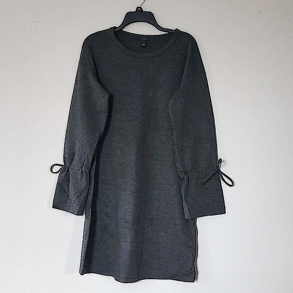 NWOT Halogen Dress •Beautiful Statement Long Sleeves in Dark Charcoal - Picture 2 of 10